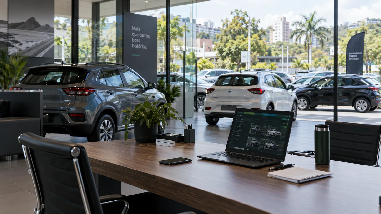Loja brasileira de veículos com gestão digital e pátio integrado.